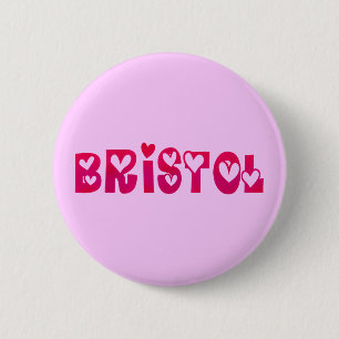 Badge Rond 5 Cm Bristol dans les coeurs