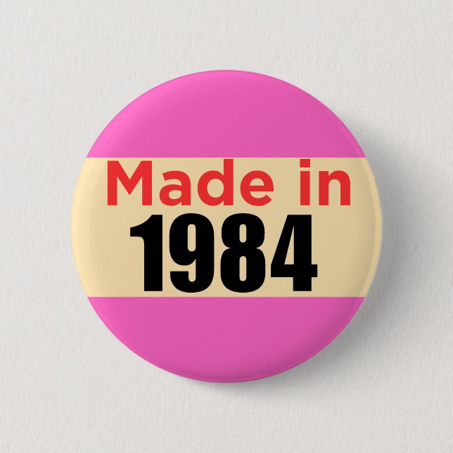 Badge Rond 5 Cm Broche d'anniversaire rétro 40e quarante ans 1984 (Devant)