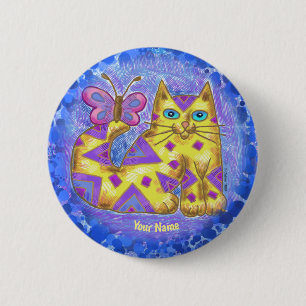 Badge Rond 5 Cm broche de chat de diamant