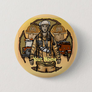 Badge Rond 5 Cm Broche de pompier prêt