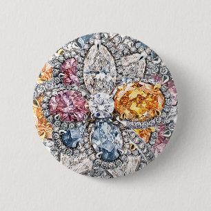 Badge Rond 5 Cm Broche de Puakenikeni de diamant