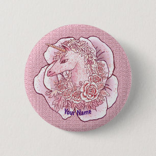 Badge Rond 5 Cm Broche Lady Licorne