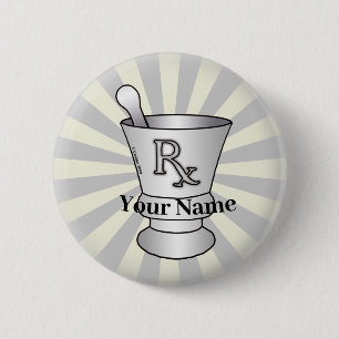 Badge Rond 5 Cm Broche mortier et pilon