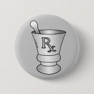 Badge Rond 5 Cm Broche mortier et pilon