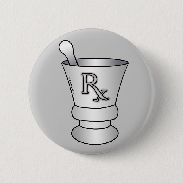 Badge Rond 5 Cm Broche mortier et pilon (Devant)