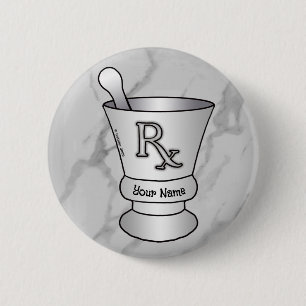 Badge Rond 5 Cm Broche mortier et pilon