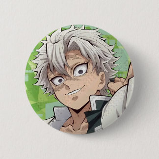 Badge Rond 5 Cm Broche Sanemi Shinazugawa de Demon Slayer
