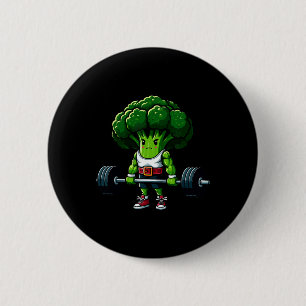 Badge Rond 5 Cm Brocoli Deadlift Haltérophilie Gym Végétalien Tee