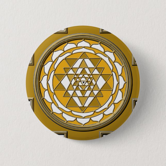 Badge Rond 5 Cm Bronze de Sri Yantra (Devant)