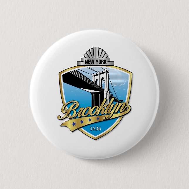Badge Rond 5 Cm Brooklyn Design Gold (Devant)