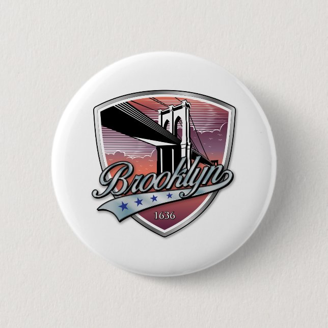 Badge Rond 5 Cm Brooklyn Design Silver (Devant)