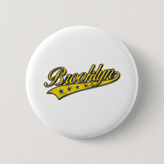 Badge Rond 5 Cm Brooklyn Logo Gold Embossé (Devant)