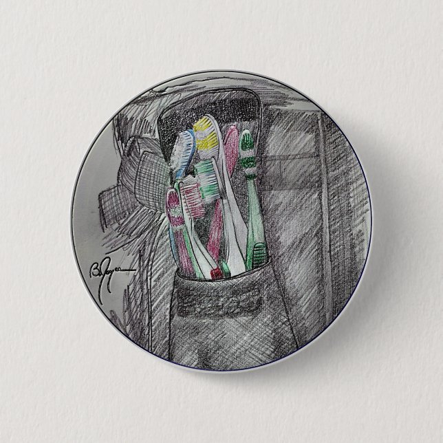 Badge Rond 5 Cm Brosses à dents 2 (Devant)