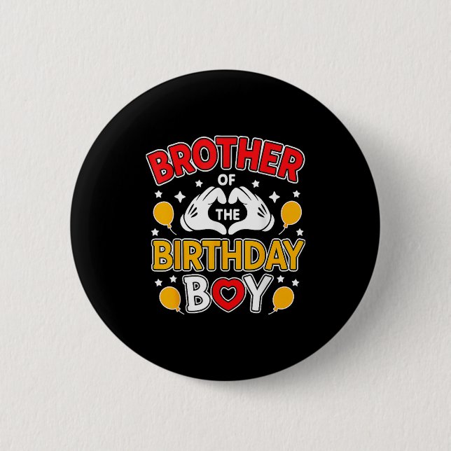 Badge Rond 5 Cm Brother Of The Birthday Boy For Matching Family Pa (Devant)