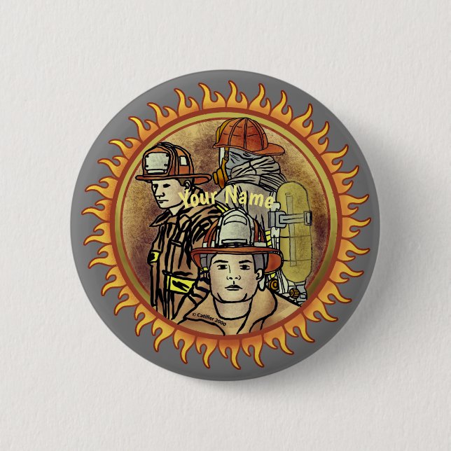 Badge Rond 5 Cm Brotherhood pin Firefighter (Devant)