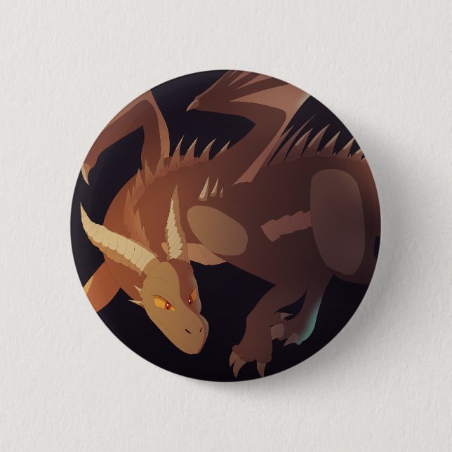 Badge Rond 5 Cm Brown Dragon Fantasy Art (Devant)