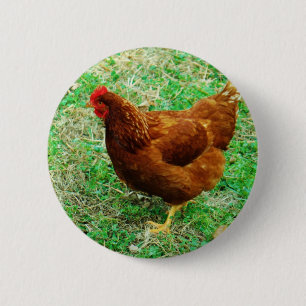 Badge Rond 5 Cm Brown Hen