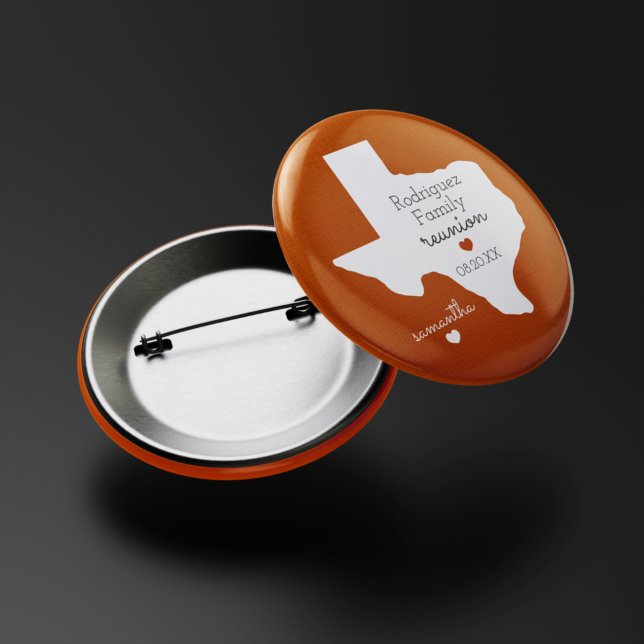 Badge Rond 5 Cm Brûlé Orange État du Texas Réunion familiale (Créateur téléchargé)