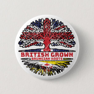 Badge Rond 5 Cm Brunei Brunéi Britannique Drapeau des racines d'ar