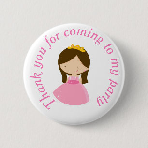 Badge Rond 5 Cm Brunette Cute Princesse et Dragon Anniversaire