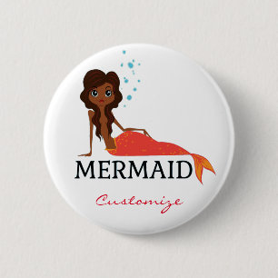 Badge Rond 5 Cm Brunette Mermaid Thunder_Cove