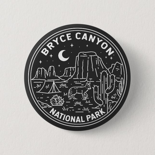 Badge Rond 5 Cm Bryce Canyon National Park Utah Monoline (Devant)