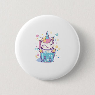 Badge Rond 5 Cm Bubble Tea Unicorn (1)