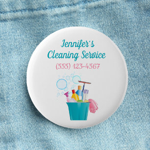 Badge Rond 5 Cm Bubbles Nettoyage Fournitures Services de Nettoyag