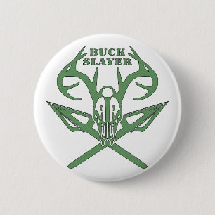 Badge Rond 5 Cm Buck Slayer Deer & Flèches