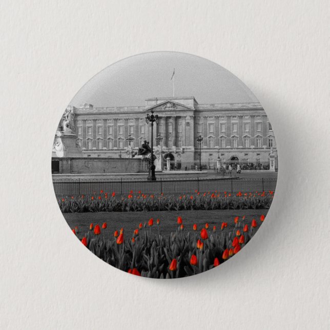 Badge Rond 5 Cm Buckingham Palace Londres (Devant)