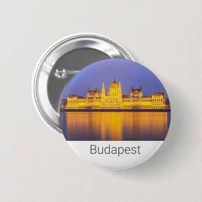 Badge Rond 5 Cm Budapest Parlement Panorama Hongrie (Devant & derrière)