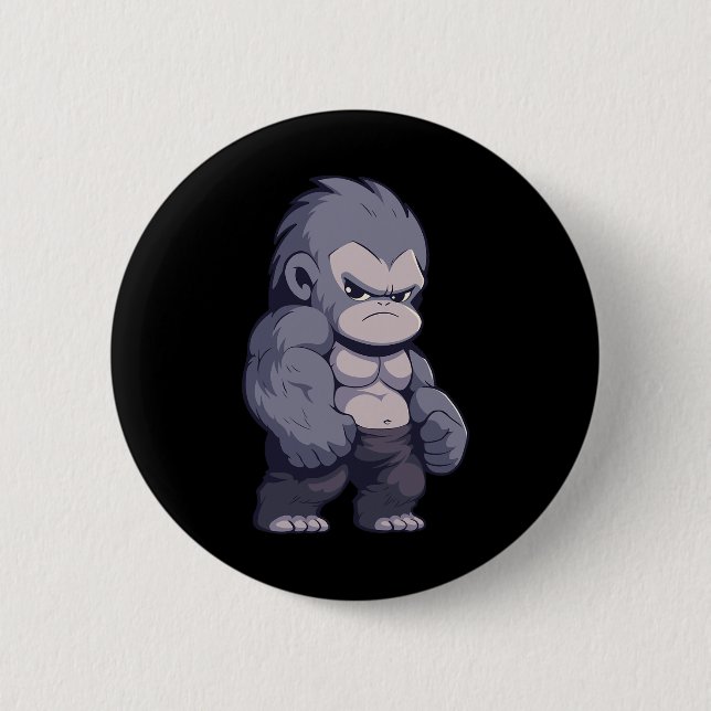 Badge Rond 5 Cm Buff Alpha Silverback Gorilla Ape Design Boxer Go (Devant)