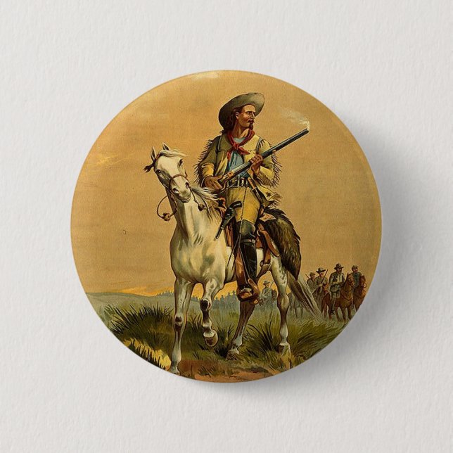 Badge Rond 5 Cm Buffalo Bill "publicité vintage du scout" (Devant)