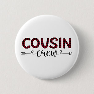 Badge Rond 5 Cm Buffalo de l'équipage de Cousin Plaid Noël Motif