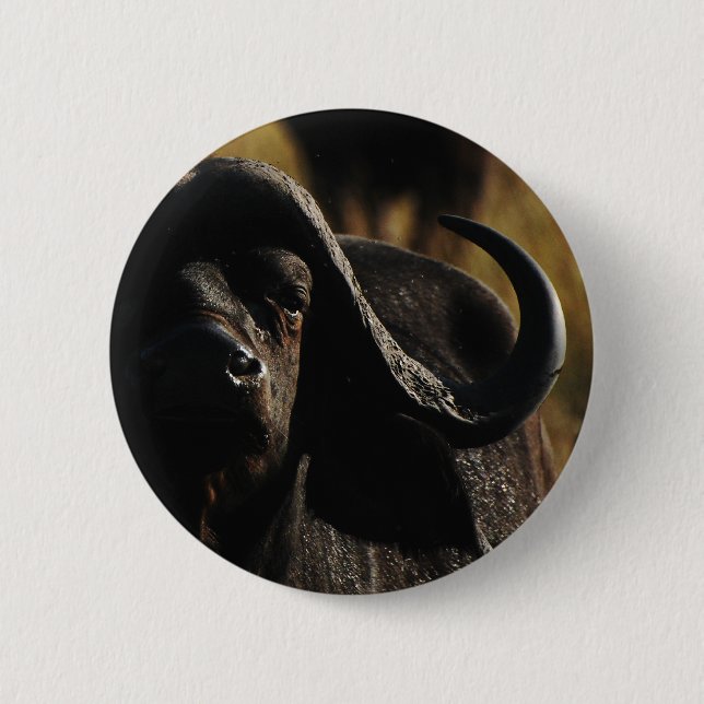 Badge Rond 5 Cm Buffalo - grandes cinq goupilles animales de (Devant)