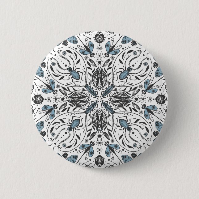 Badge Rond 5 Cm Bugs, noir et bleu (Devant)