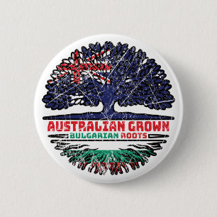 Badge Rond 5 Cm Bulgarie Australie Australienne Bulgarie Racines d