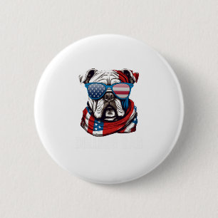 Badge Rond 5 Cm Bulldog Papa Usa Drapeau 4 juillet père de chien