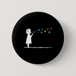 Badge Rond 5 Cm Bulles de souffle Sensibilisation sur l'autisme Je