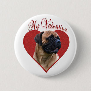 Badge Rond 5 Cm Bullmastiff rouge mon Valentine - bouton