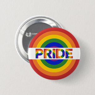 Badge Rond 5 Cm Bullseye arc-en-ciel géométrique PRIDE