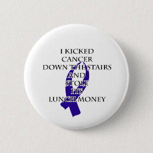 Badge Rond 5 Cm Bully du cancer (ruban bleu foncé)