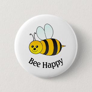 Badge Rond 5 Cm Bumble Bee Happy