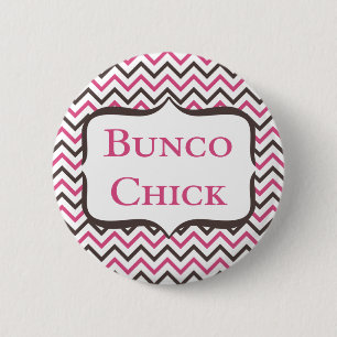 Badge Rond 5 Cm Bunco Chick avec Chevron Design