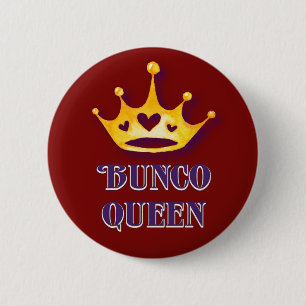 Badge Rond 5 Cm Bunco Player Queen Modern Red