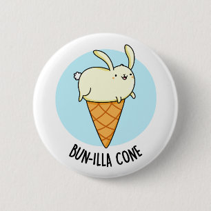 Badge Rond 5 Cm Bunnilla Cone Funny Bunny Vanilla Pun crème glacée