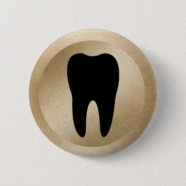 Badge Rond 5 Cm Bureau dentaire Dentist Tooth Gold (Devant)