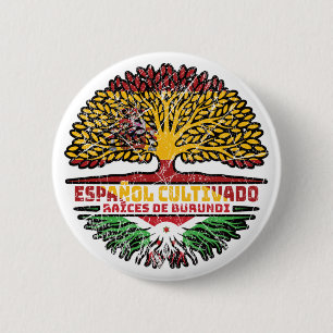Badge Rond 5 Cm Burundi Burundais Espagnol Espagne Racines Drapeau