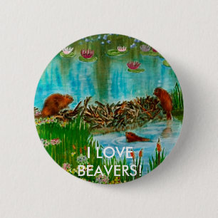 Badge Rond 5 Cm BUSY BEAVER KIDS cadeaux