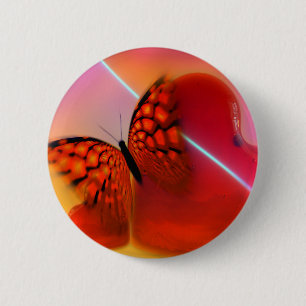 Badge Rond 5 Cm Butterfly and Hearts